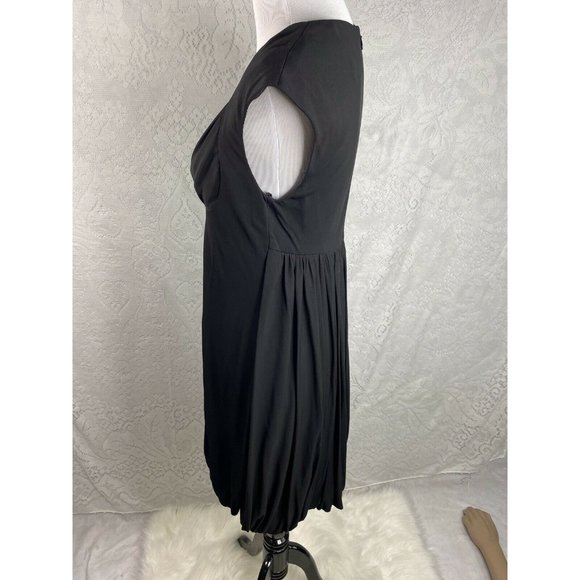 Badgley Mischka Black Empire Cocktail Stretch Bubble Hem Dress.Cap Sleeve Sz 6 - Picture 7 of 10